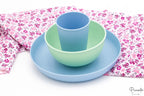 Set Vajilla Infantil Personalizada (Plato, Bol, Vaso) 2 Azul + Verde