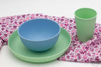 Set Vajilla Infantil Personalizada (Plato, Bol, Vaso) 2 Verde + Azul