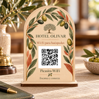 Simulação de Placa botânica com QR Wi-Fi · vista de pormenor