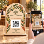 Simulação de Placa botânica com QR Wi-Fi · vista de utilização